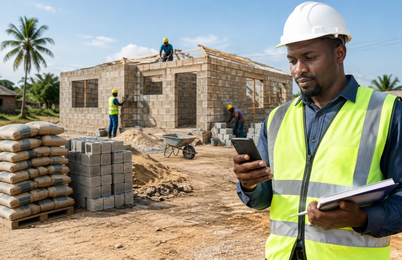 Mestre de obras moçambicano a controlar os custos pelo telemóvel